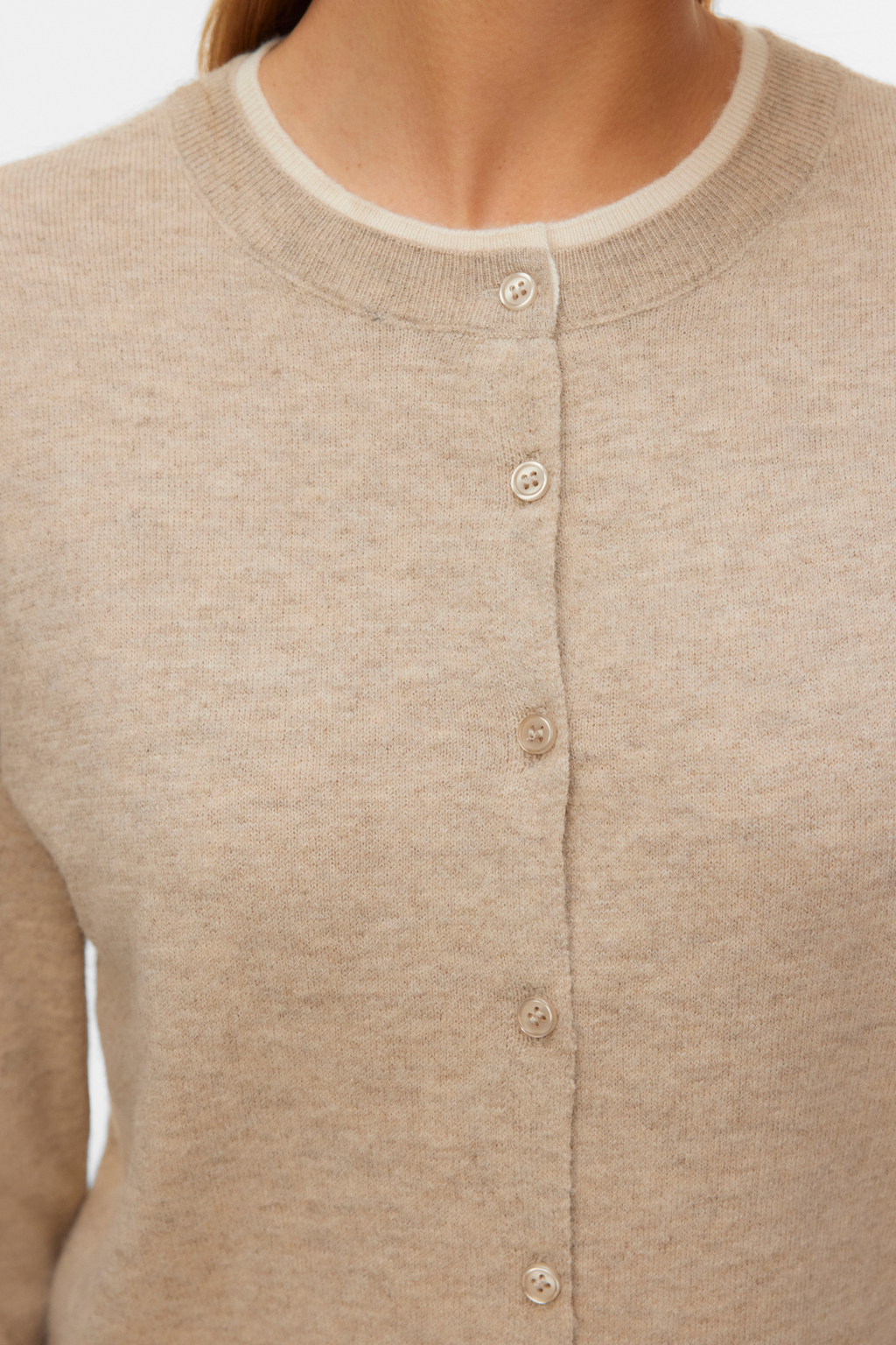 Wundervoller O-Neck Cardigan - Silver Mink Melange m. Birke