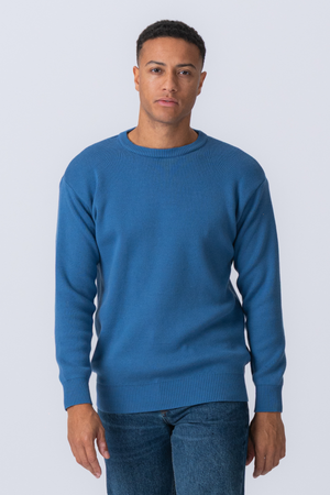 Crewneck Strickpullover - Blau