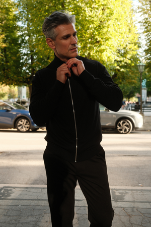 Pullover Zip Strickjacken - schwarz