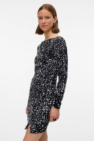 Bella kurzes Kleid - Schwarz Silber