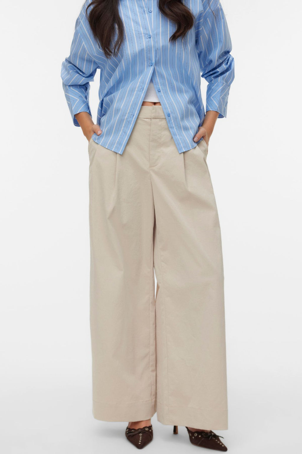 Meng MidWaist Crinkled Wide Pant – Zement