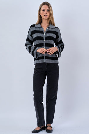 Josie Polo-Strick - Grau/Schwarz