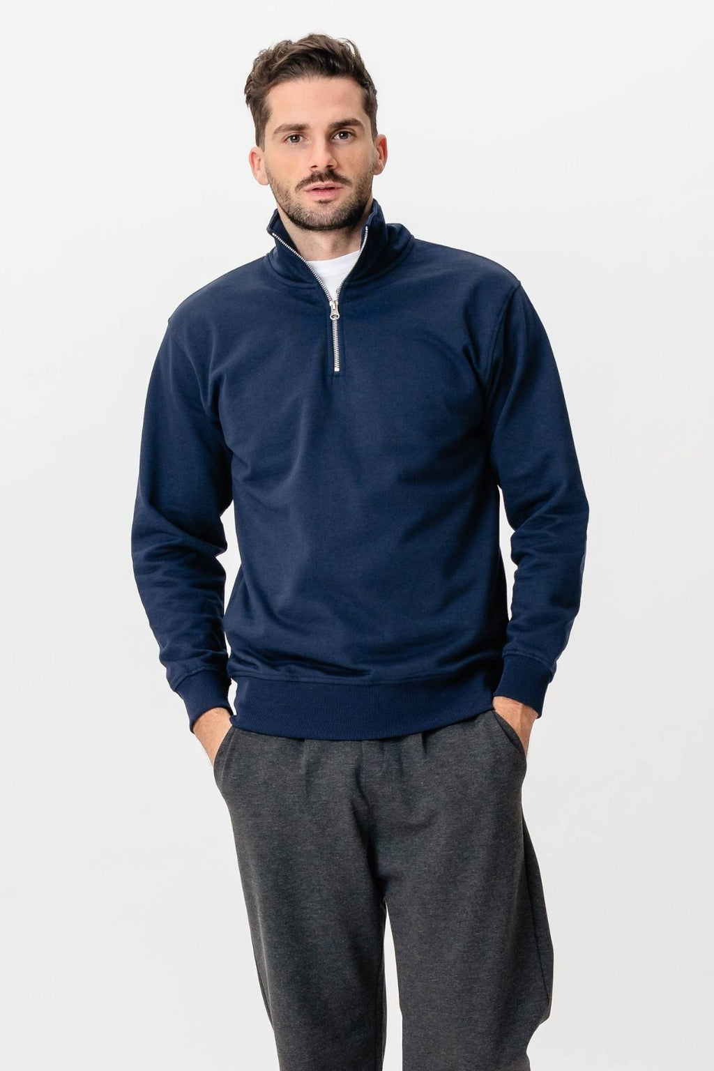 Sweatshirt Halb Zip - Marine