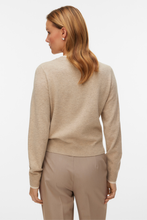 Wundervoller O-Neck Cardigan - Silver Mink Melange m. Birke