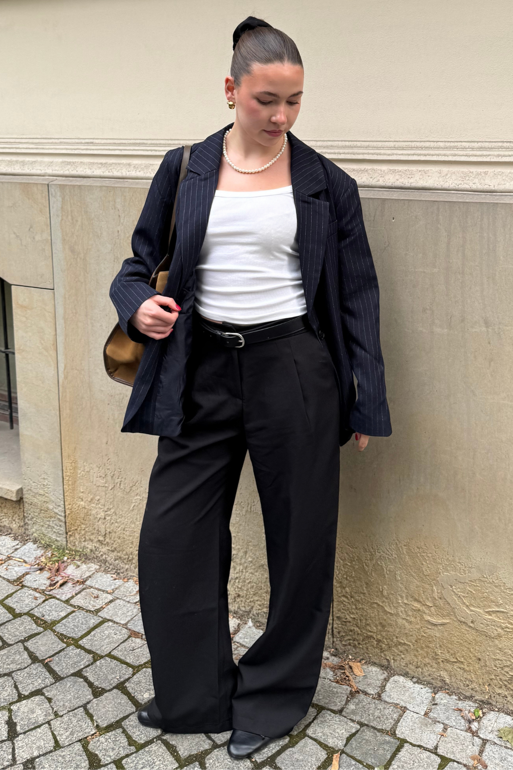 Oversized Blazer - Navy Nadelstreifen