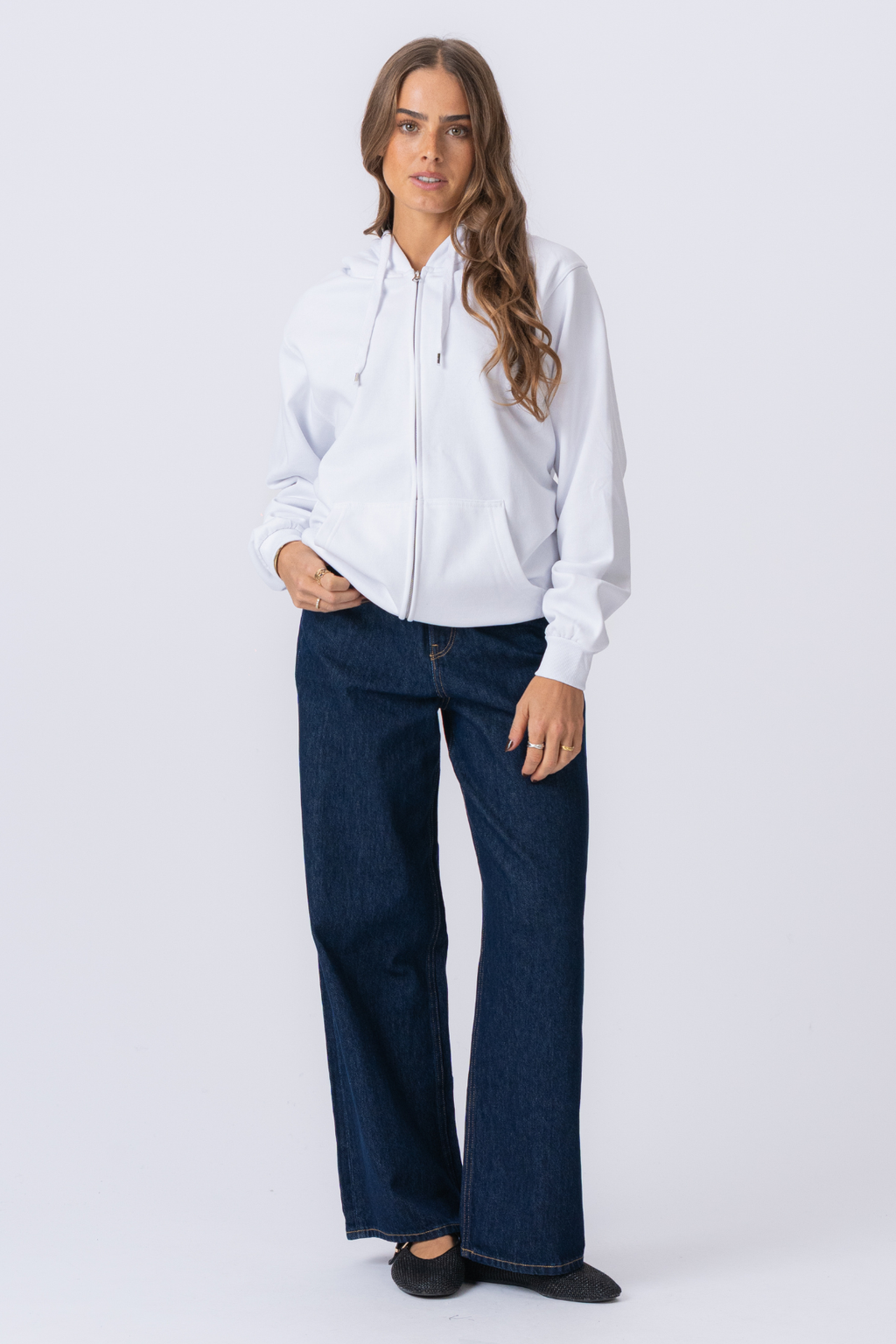 Basic Zip Hoodie - Weiß