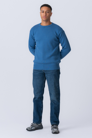 Crewneck Strickpullover - Blau