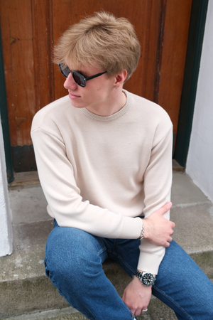 Crewneck -Strickpullover - leichtes Beige