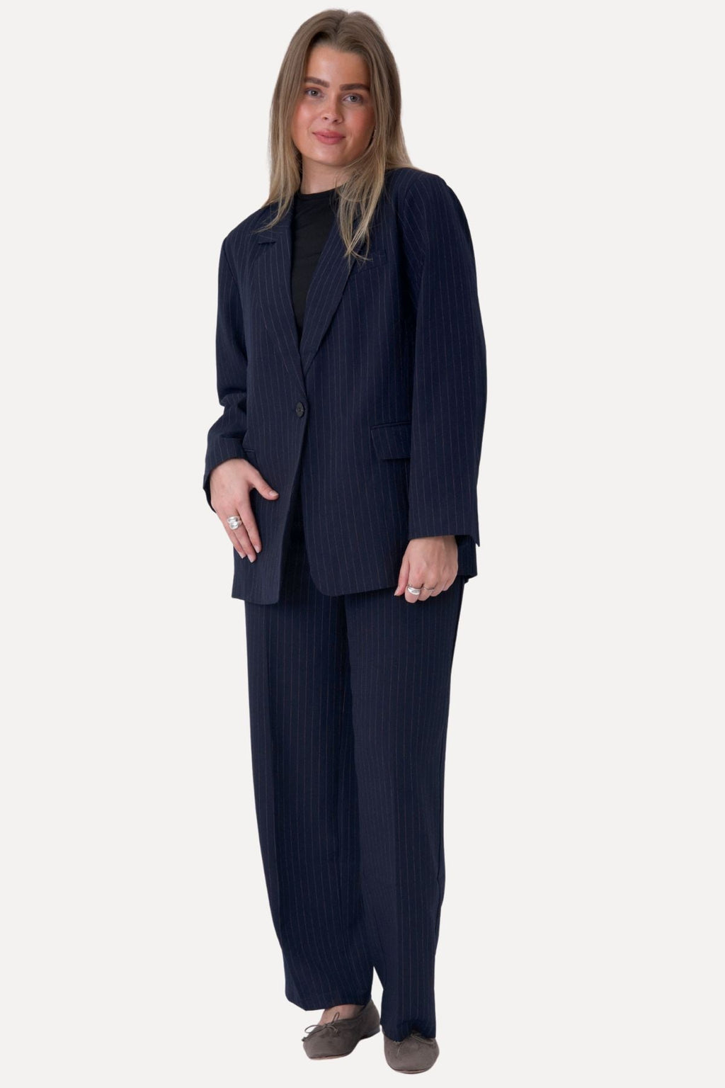 Oversized Blazer - Navy Nadelstreifen