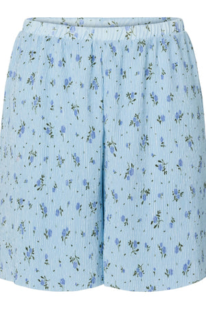 Flora mit hoher Taille Shorts - Kaschmirblau-blaue Blumen