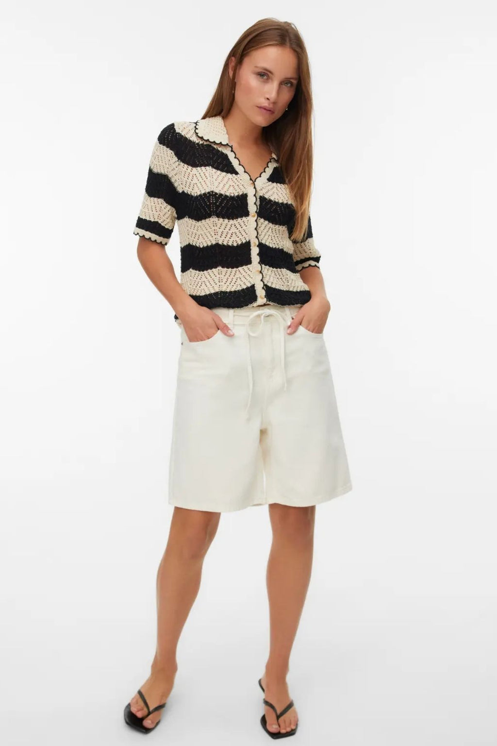 Villa Bermuda Denim Shorts - Ekru