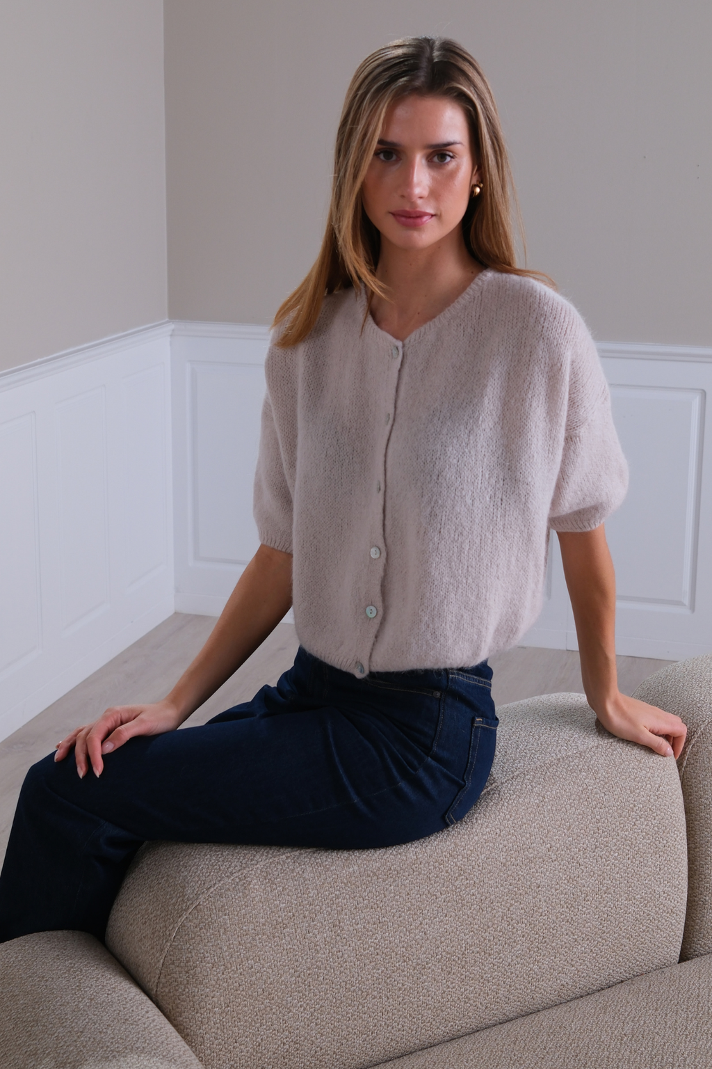 Mary Kurzarmstrick – Beige