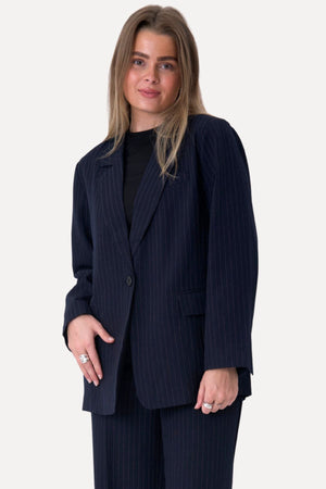 Oversized Blazer - Navy Nadelstreifen