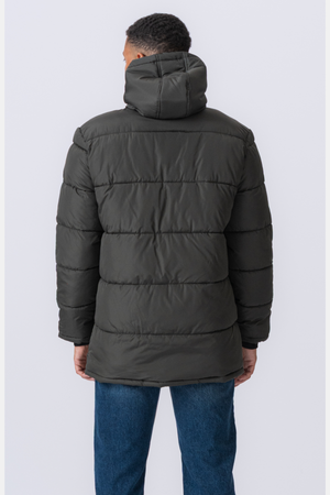 Lange Pufferjacke - Olive