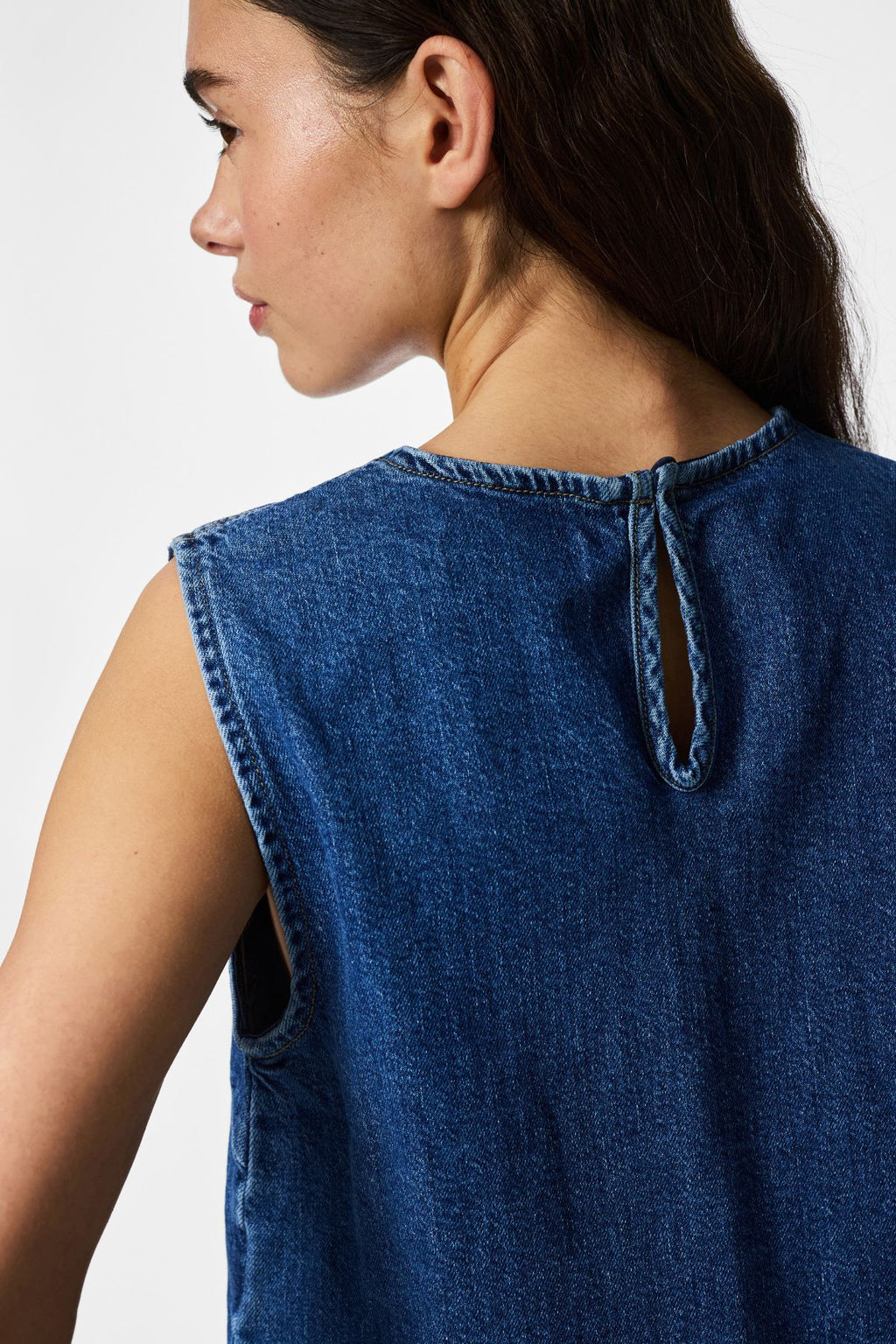 Silke Denim Top – Mittelblauer Denim