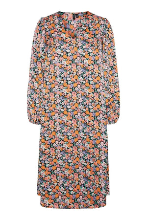 Allys Blumenmidi Kleid - schwarz