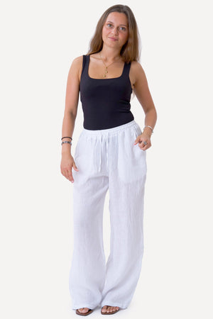 Astrid Leinen Pants - Weiß