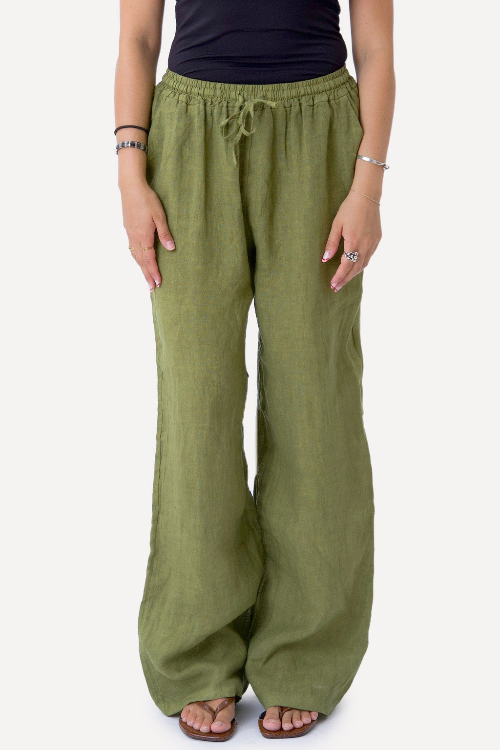 Astrid Leinen Pants - Olive