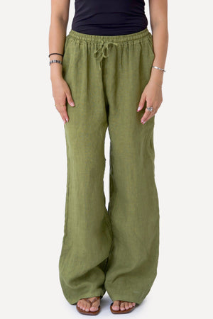 Astrid Leinen Pants - Olive