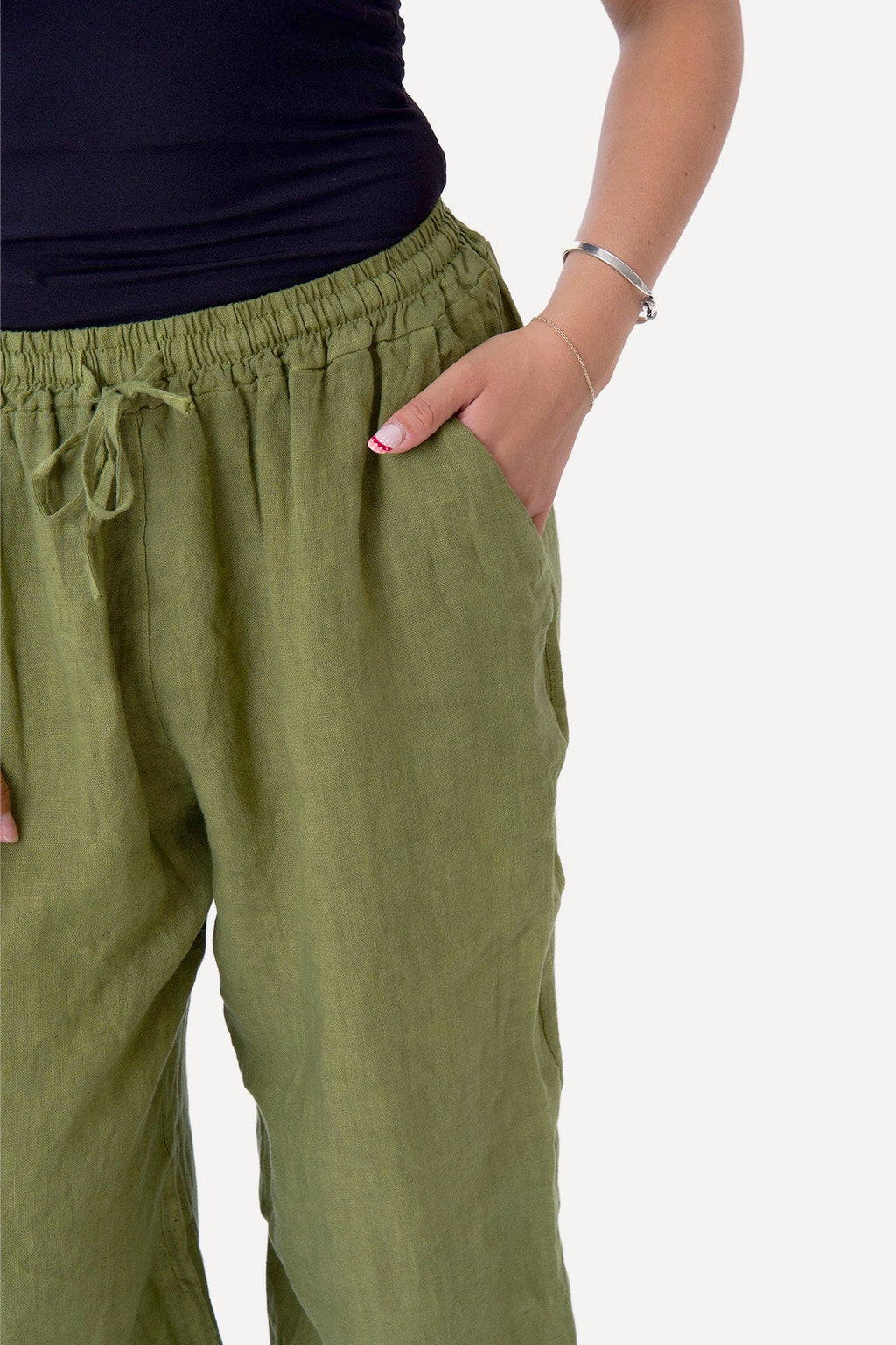 Astrid Leinen Pants - Olive
