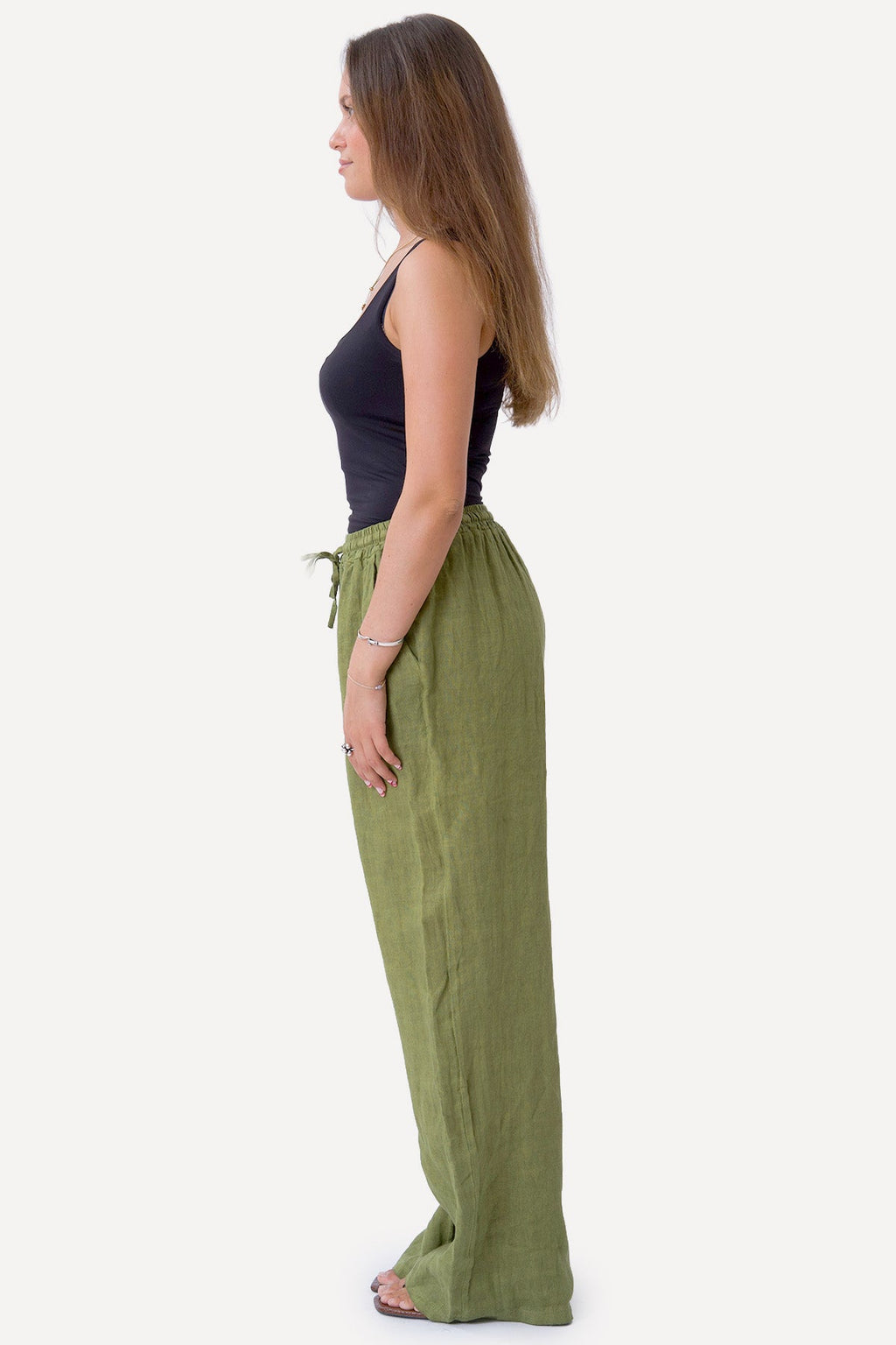 Astrid Leinen Pants - Olive