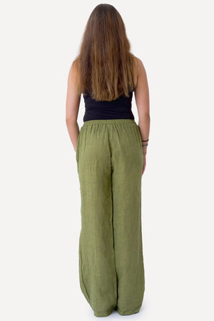 Astrid Leinen Pants - Olive