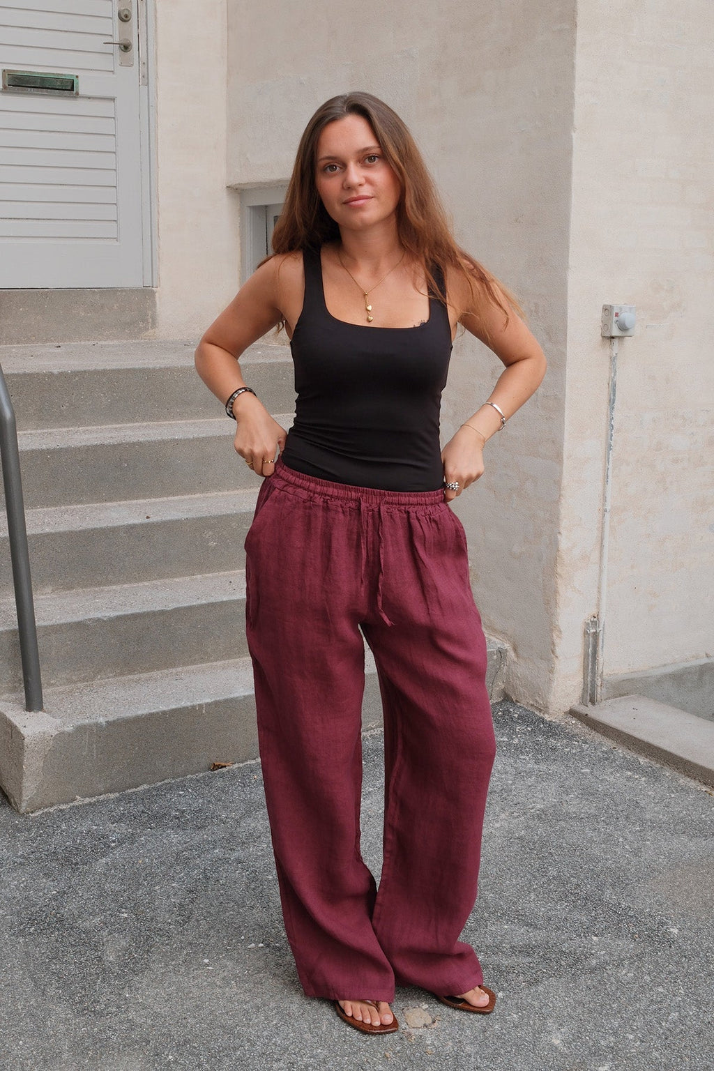 Astrid Leinen Pants - Rot