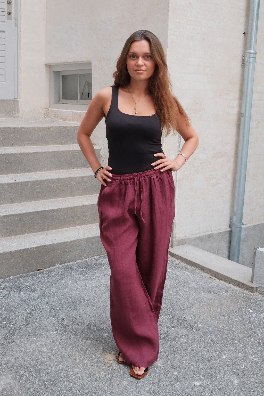 Astrid Leinen Pants - Rot