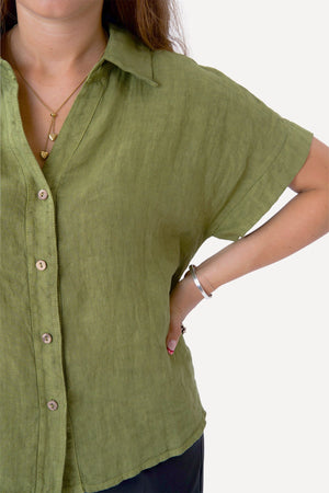 Astrid Leinenhemd - Oliv