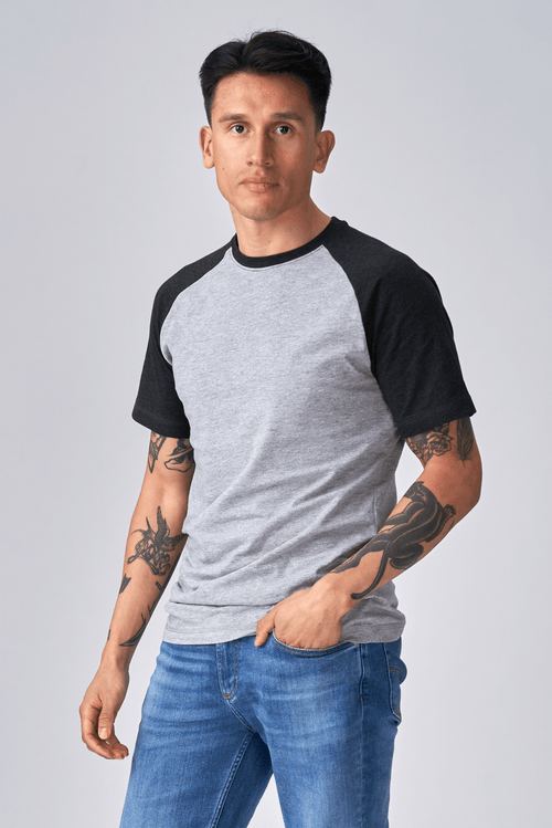 Basic Raglan T-Shirt-Schwarzlichtgrau