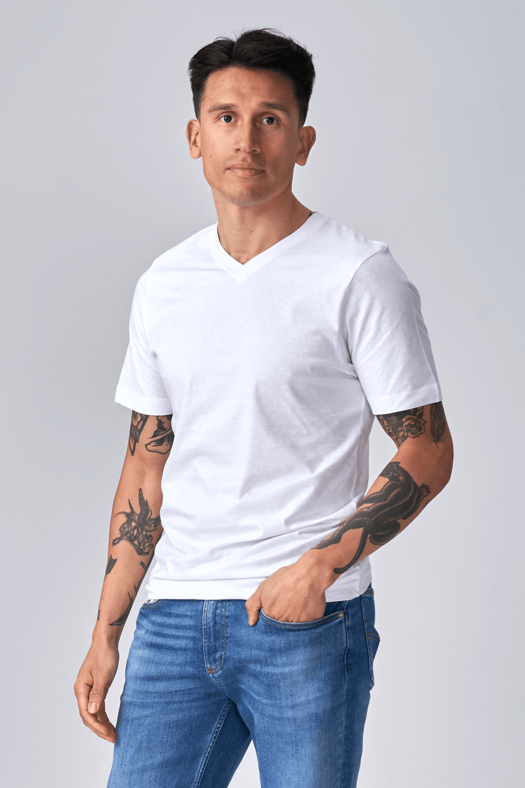 Basic Vneck T -Shirt - Weiß