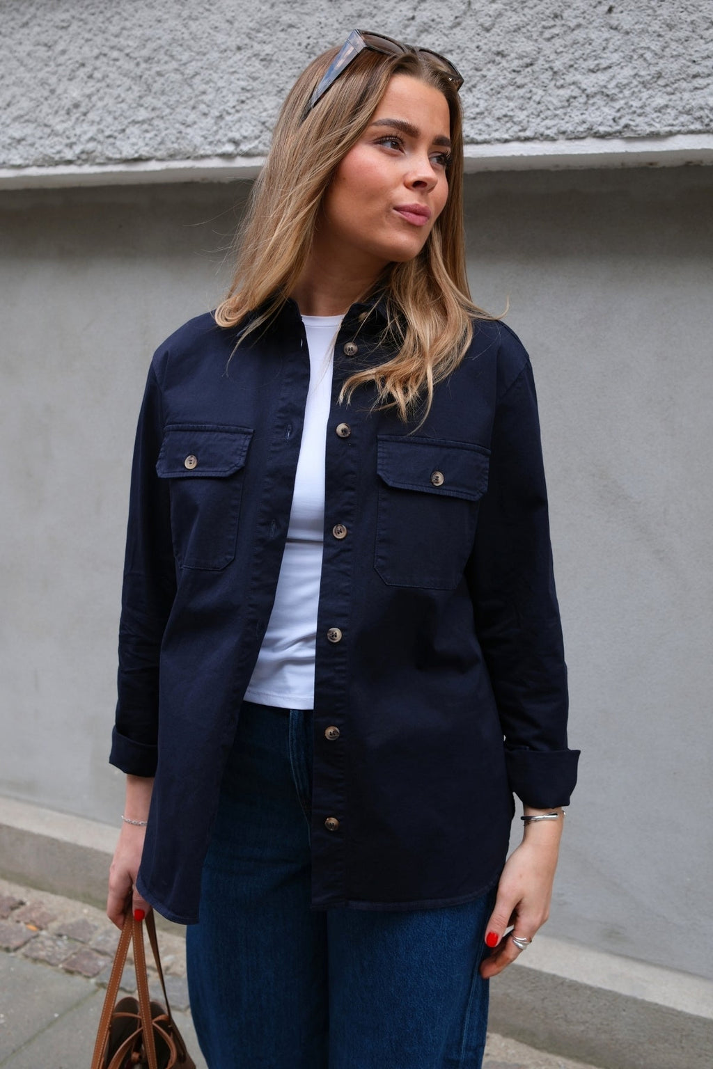 Amber Twill-Hemd – Marineblau