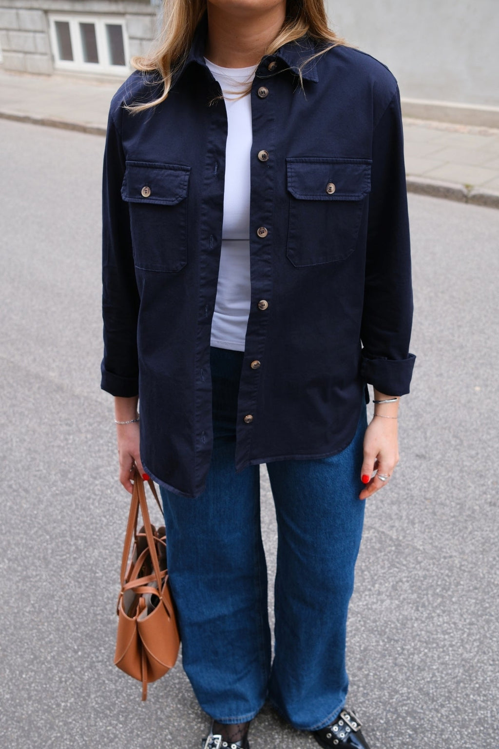 Amber Twill-Hemd – Marineblau