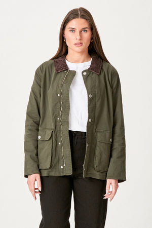 Twilljacke - dunkle Olive