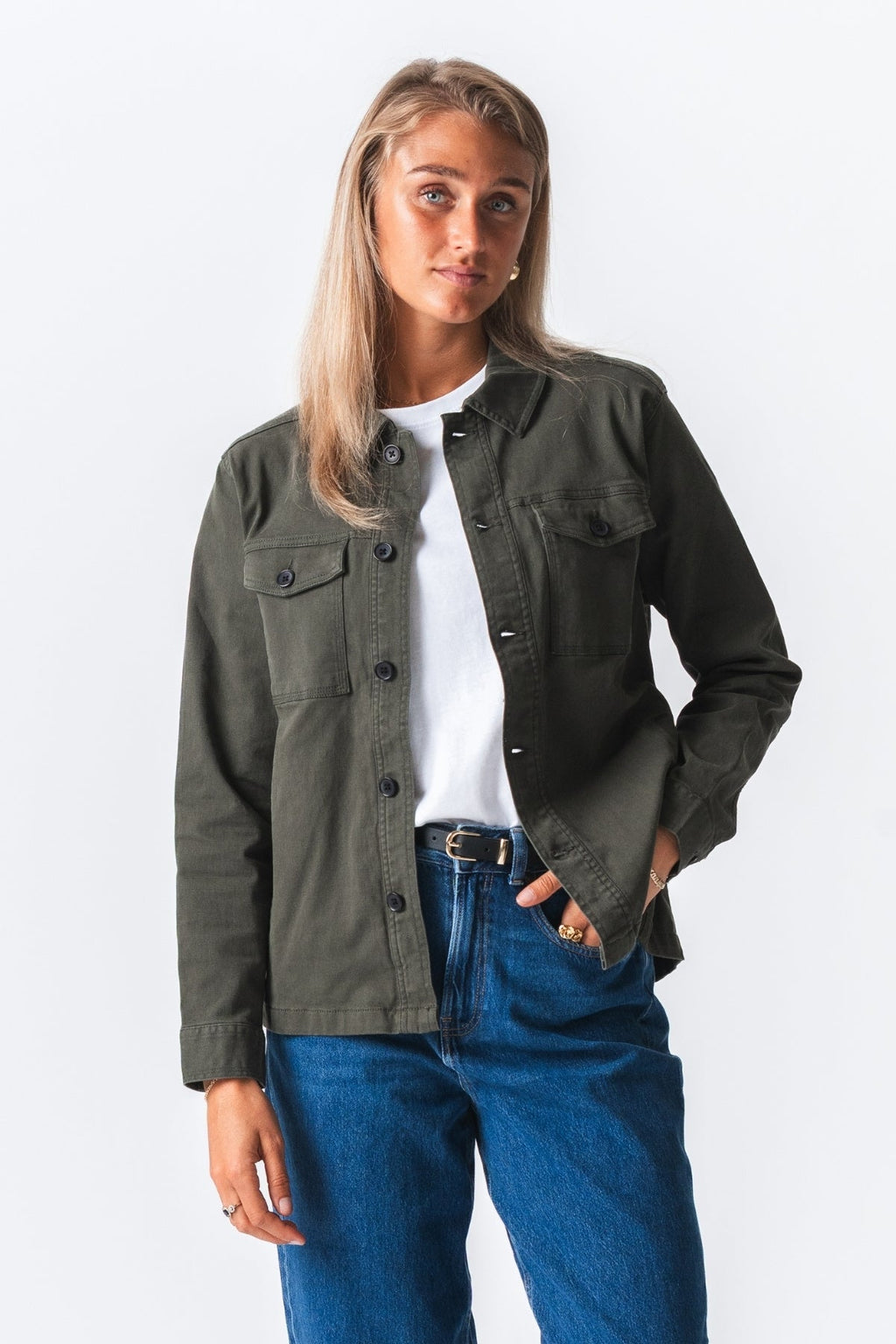 Twill Overshirt - dunkle Olive
