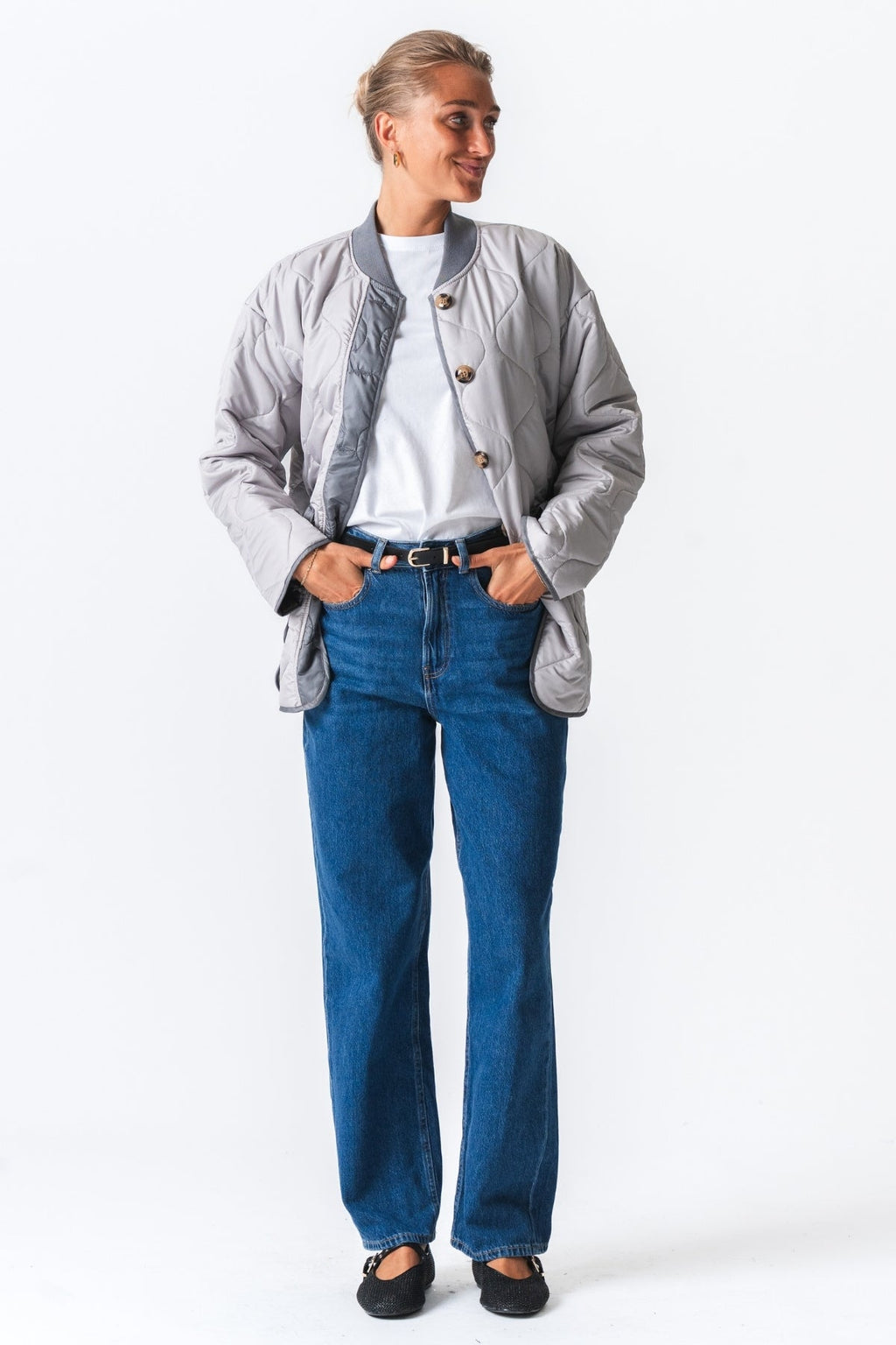 Gesteppte Blockjacke - grau