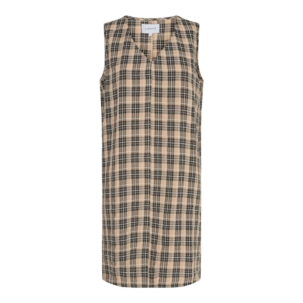 Dana V -Neck -Kleid - schwarzer Sand kariert