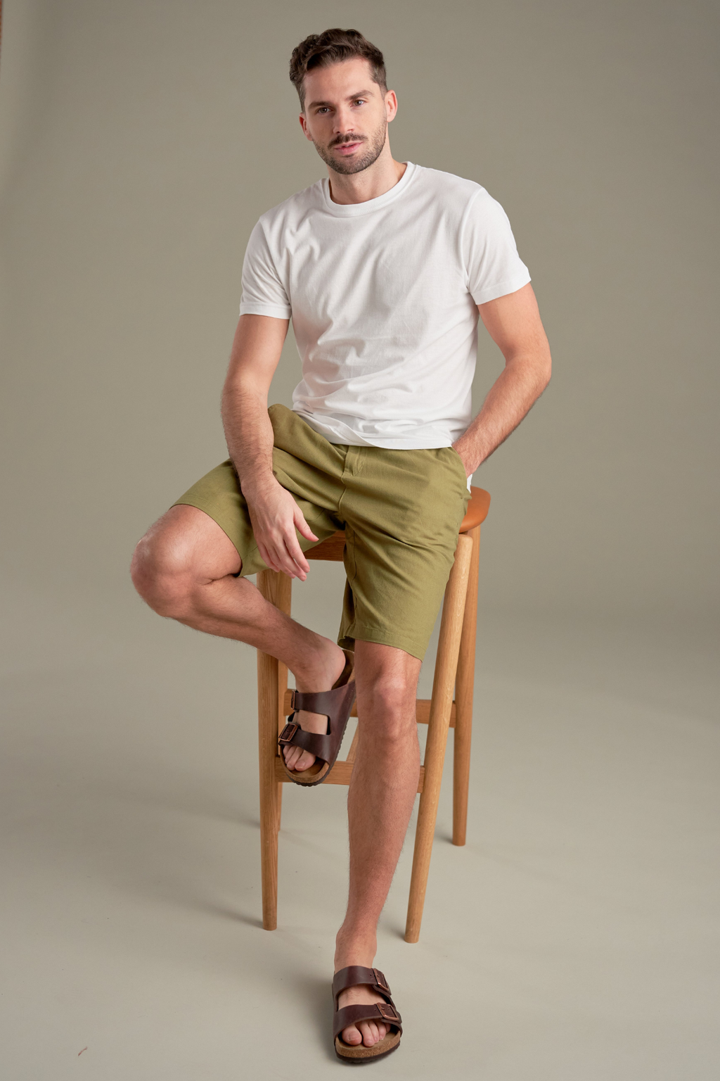 Leinen Shorts - Grün