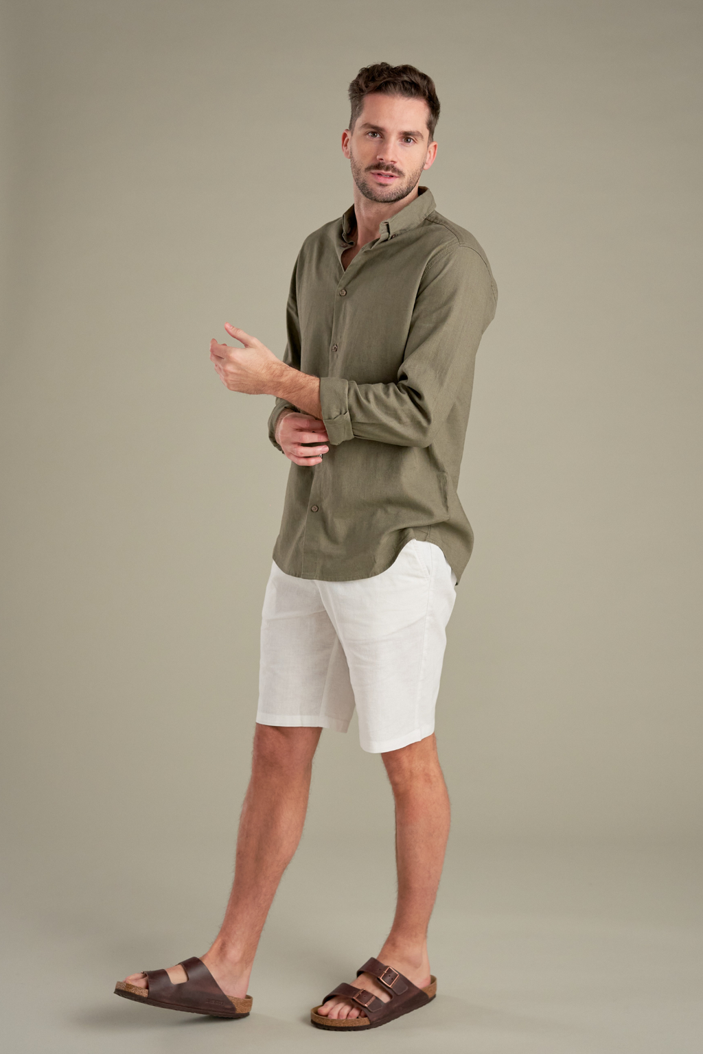 Leinen Shorts - Weiß