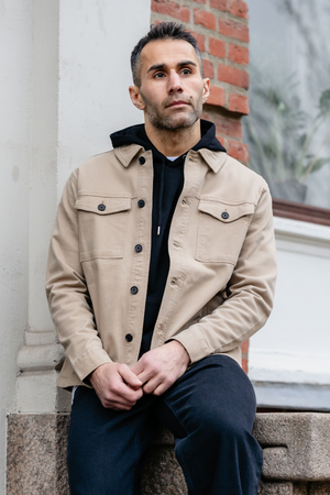 Twill Overshirt - dunkler Sand