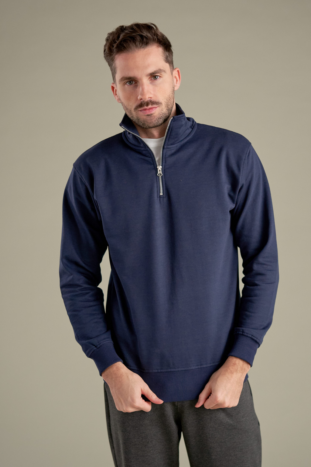 Sweatshirt Halb Zip - Marine