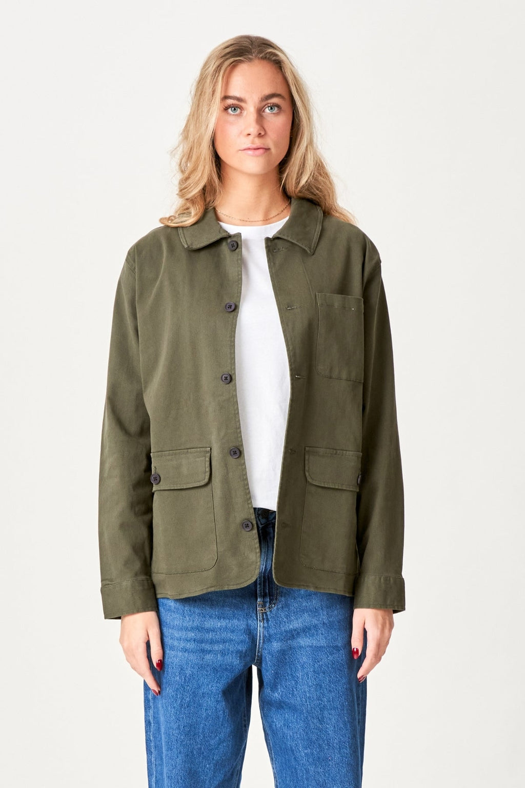Twill -Shacket - dunkle Olive