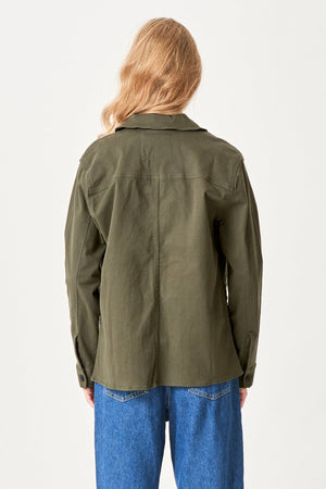Twill -Shacket - dunkle Olive