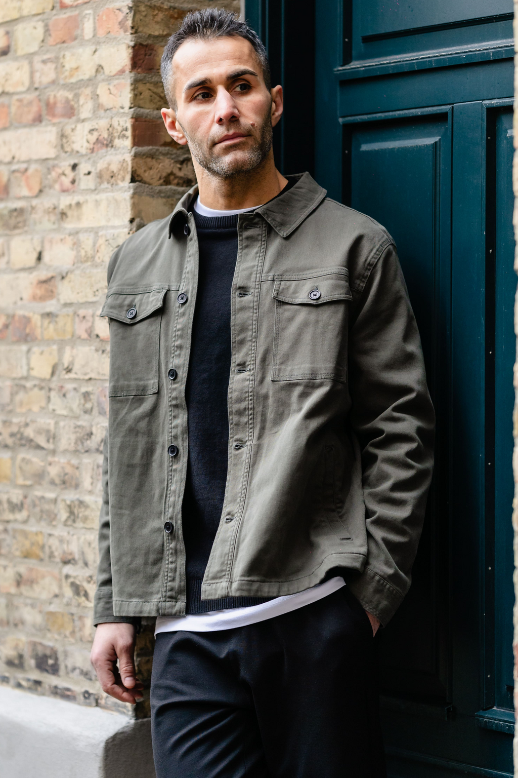 Twill Overshirt - dunkle Olive