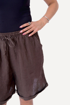 Leinen Shorts - Braun