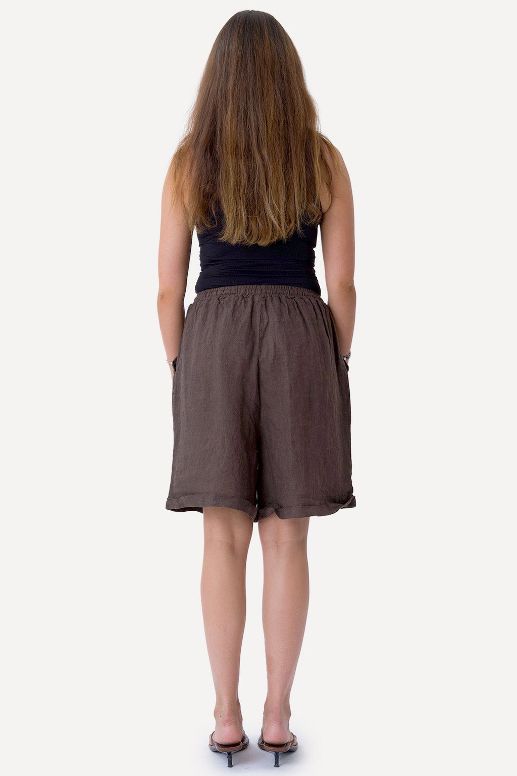 Leinen Shorts - Braun