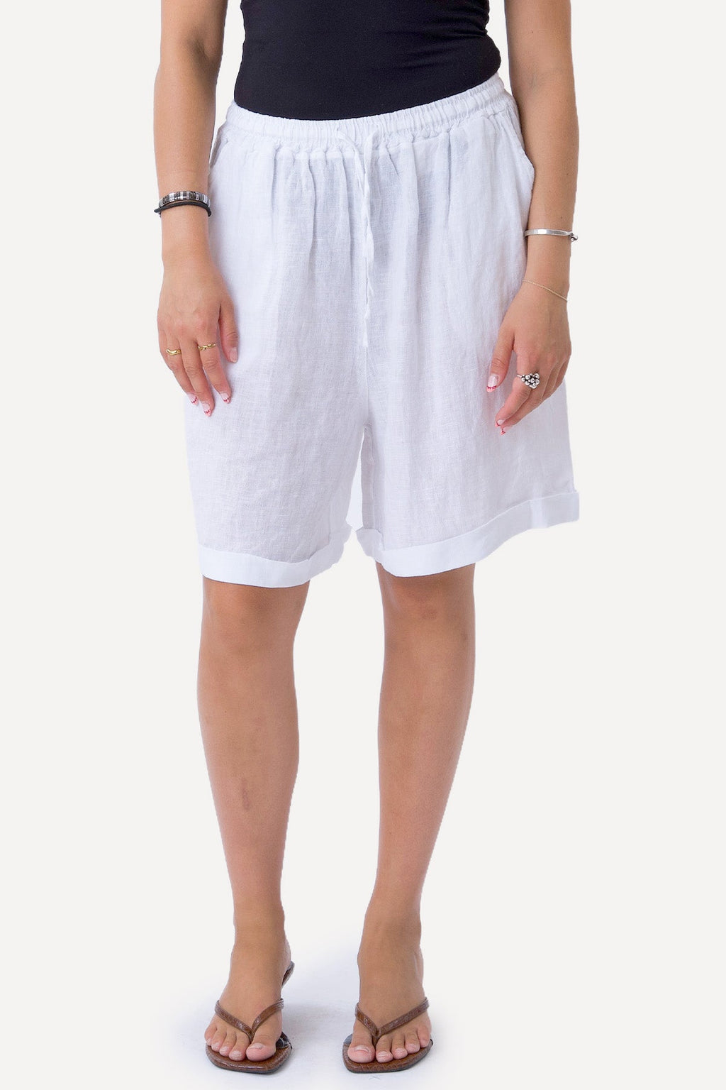 Leinen Shorts - Weiß