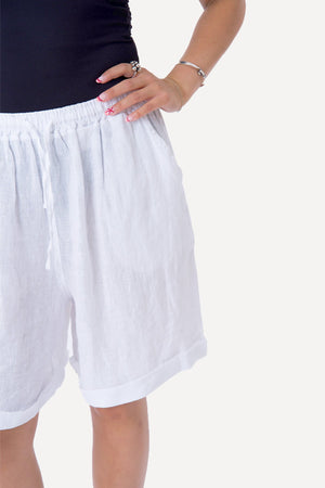Leinen Shorts - Weiß