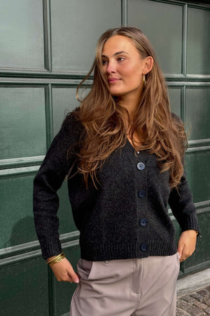 Strickjacke - dunkelgraue Melange