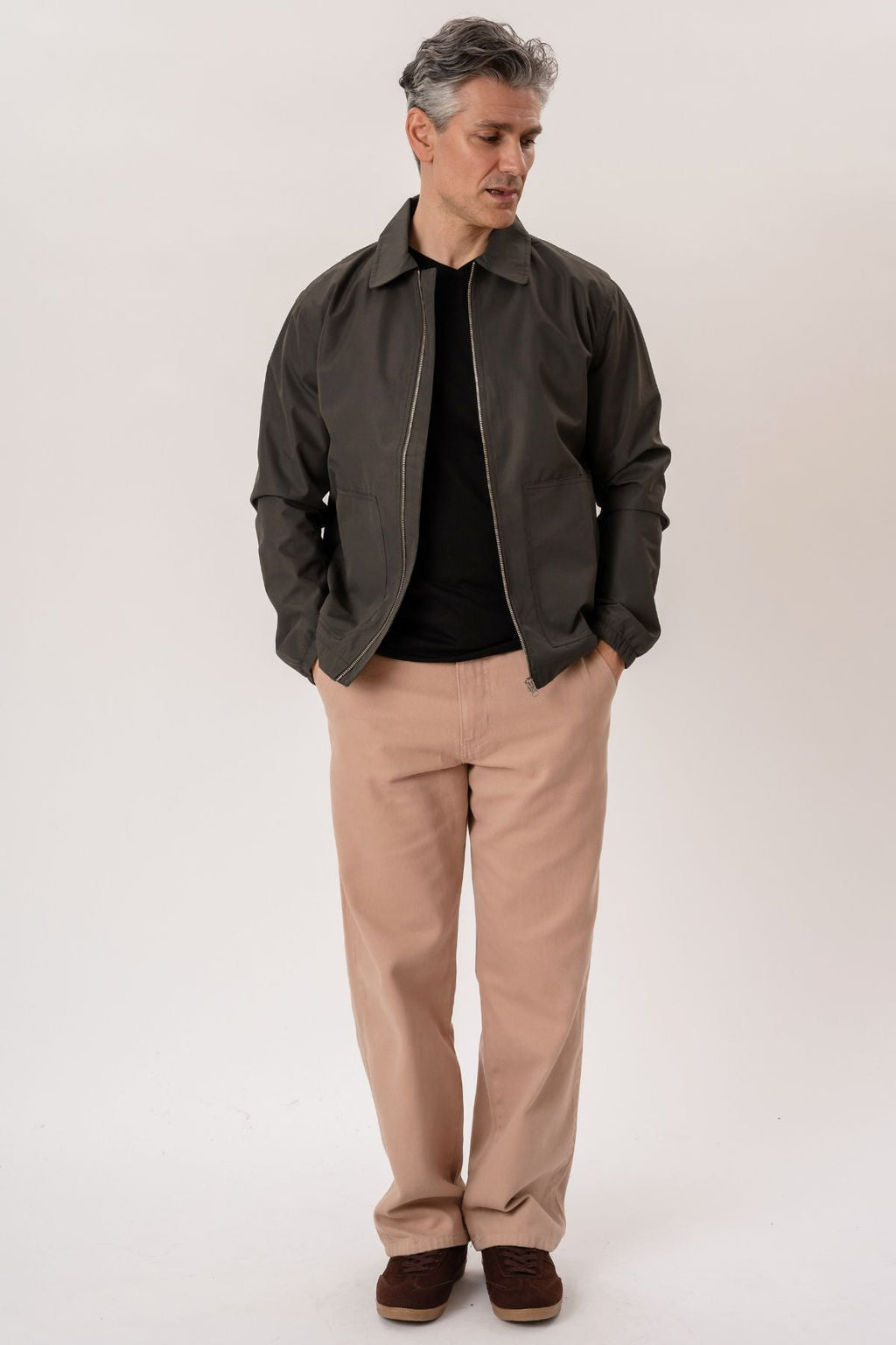 Kurze Reißverschlussjacke – Dunkelgrün